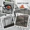 Outsunny 46cm Round Small Garden Table with Removable Tray and Folding Legs, Metal Garden Side Table, Indoor Outdoor Coffee Table End Table for Patio, Balcony, Porch, Black
