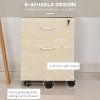 Vinsetto 2-Drawer Locking Office Filing Cabinet w/ 5 Wheels Rolling Storage Hanging A4 Cupboard Home Organisation, Oak Wood Grain