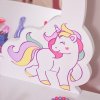 HOMCOM Girls Dressing Table with Mirror, Stool, Kids Dressing Table, Unicorn-Designed Play Toy for Toddles Girls Age 3-6 Years, Acrylic Mirror, Pink and White