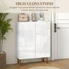 HOMCOM Narrow Shoe Cabinet with High Gloss, Slim Shoe Storage Cabinet with Soft-Close Hinges and Adjustable Shelves for 15-20 Pairs of Shoes