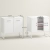 HOMCOM Under Sink Bathroom Cabinet, Freestanding Under Sink Cabinet with Soft-Close Doors and Adjustable Shelf for Basin without or with Pedestal