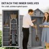 Outsunny Wooden Garden Shed, Utility Outdoor Small Shed with Lockable Double Doors, Shelves and Roof Hatch, Grey