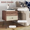 HOMCOM 2-Drawer Bedside Table, Boho Wooden Nightstand Storage Unit, Bedside Cabinet with Steel Frame, Sofa End Side Table for Living Room, Bedroom, Small Space, Rustic Brown