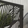 Outsunny Decorative Garden Privacy Screen with Stand, 6.5FT Freestanding Metal Outdoor Divider, Decorative Privacy Panel with Expansion Screws for Garden Pool Hot Tub, Leaf Style, Black