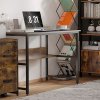 HOMCOM Computer Desk with Storage Shelf, 120 x 60cm Home Office Desk with Metal Frame, Study Table, Easy Assembly