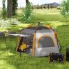 Outsunny Instant Camping Tent, 2/3/4 Person Easy Setup Dome Family Tent with Vestibule, Rainfly, 4 Mesh Windows & 2 Doors, Hexagonal Design, Waterproof & UV Protected, Light Grey