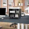 HOMCOM 2-Tier Printer Stand with Storage, Under Desk Printer Cart on Wheels with 3 Compartments, Desktop Printer Table for Home Office, Black