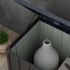 Outsunny 450 Litre Garden Storage Box, Outdoor Storage Box with Wheels and Handles, Lockable Galvanised Steel Outside Deck Box Organiser for Tools, Cushions, Dark Grey