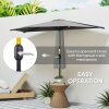 Outsunny 3(m) Half Parasol, Semi Round Umbrella with Metal Frame, Crank Handle for Balcony, Garden, Dark Grey