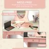 ZONEKIZ Kids Dressing Table, Girls Vanity Table Cute Animal Design with Mirror, Stool, Desk, Drawer for Kids Room, Bedroom, Nursery, 3-6 Years Old, Pink