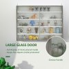HOMCOM 5-Tier Wall Mounted Display Cabinet, Display Case with 4 Adjustable Shelves, Glass Doors for Home Office Ornaments 60x80cm, Grey Wood Grain
