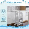 AIYAPLAY Toddler Step Stool, Toddler Tower, 2 in 1 Toddler Step with Safety Rail, for Kitchen, Bathroom, Counter, White