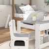 HOMCOM 3 Piece Kids Table and Chair Set, 3 in 1 Design Kids Desk and Chair Set with Blackboard, Storage, Bookshelves, for Nursery, Playroom, Classroom - Grey
