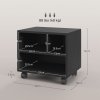 HOMCOM 2-Tier Printer Stand with Storage, Under Desk Printer Cart on Wheels with 3 Compartments, Desktop Printer Table for Home Office, Black