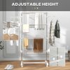 HOMCOM 4-Tier Clothes Airer, Stainless Steel Foldable Clothes Drying Rack with Wheels and Wings, Indoor and Outdoor, Easy Assembly, 142 x 55 x 172cm