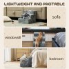 PawHut Dog Steps for Sofa, 3 Steps Dog Stairs, Pet Stairs, with Washable Plush Cover, for Small Breeds, Cats - Light Grey
