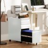 Vinsetto 3-Drawer Filing Cabinet with Lock, Mobile Steel File Cabinet for A4, Legal and Letter Size, Under Desk Drawers with Pre-Assembled Body for Home Office, 30 x 43.5 x 60 cm, White