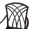 Outsunny 5 Pieces Garden Dining Set for 4, Cast Aluminium Outdoor Dining Set with 4 Armchairs and Round Dining Table with Parasol Hole, Garden Furniture Set, Brown