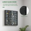 HOMCOM 7-Tier Wall Mounted Display Cabinet, Display Case with 6 Adjustable Shelves, Glass Doors for Home Office Ornaments 83x80cm, Black