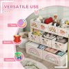 AIYAPLAY Kids Toy Storage Unit, 3-Tier Toy Organiser Shelf with 9 Non-Woven Fabric Boxes for Toys, Books, Dinosaur-Style Toy Storage Organiser for Bedroom, Nursery, Yellow