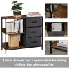HOMCOM Chest of Drawers Storage  Dresser Cabinet Organizer with 3 Fabric Drawers and 2 Display Shelves for Living Room, Bedroom, Hallway
