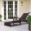 Outsunny PE Rattan Sun Lounger, Garden Lounger with 4-Level Adjustable Backrest, Outdoor Sunbed with Retractable Footrest for Balcony, Beach, Patio, Mixed-brown