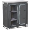 Outsunny Aluminum Camping Cupboard, Camping Kitchen Station Cook Table with 3-Shelf, Storage Organiser for BBQ Party Picnics Backyards with Carrying Bag