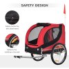 PawHut Steel Dog Bike Trailer Pet Cart Carrier for Bicycle Kit Water Resistant with Hitch Coupler Travel Red and Black