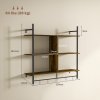 HOMCOM Floating Shelves, 104CM Wall Mounted Ladder Shelf with 4 Hooks, Rustic Hanging Display Shelf for Living Room, Entryway, Kitchen, Rustic Brown
