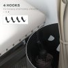HOMCOM Steel Umbrella Stand, Round Umbrella Holder with 4 Hooks and Removable Drip Tray, Hollowed Umbrella Basket for Hallway, Dark Grey