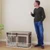 PawHut Dog Crate Furniture, Dog House Furniture Style for Large Breeds, Pet Kennel with Removable Cushion for Indoor Use, 98 x 58 x 61cm, Brown