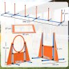 PawHut Dog Agility Equipment, 7-Piece Pet Agility Training Set with Weave Poles, Jump Ring, Hurdle, Pause Box, Bag, Obstacle Training Course Kit, Orange