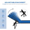 Outsunny Foldable Sun Lounger, Outdoor 4 Level Adjustable Backrest Reclining Chaise Chair, Steel Frame Recliner Chair for Camping, Hiking, Navy Blue