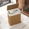 HOMCOM Double Laundry Basket with Lid, 100L Bamboo Laundry Hamper with Rope Handles, Washing Basket with Removable Liner for Bathroom, Bedroom