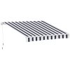Outsunny 2.5m x 2m Retractable Awning, DIY Garden Awning Canopy, Anti-UV Sun Shade Shelter with Aluminium Frame and Crank Handle, Blue and White