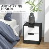 HOMCOM Bedside Tables Set of 2, Nightstands with 2 Drawers, Modern Bedside Cabinets with Storage for Bedroom, Living Room, White and Black