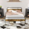HOMCOM 4ft6 Double Bed Frame with Headboard, Platform Bed Frame with Underbed Storage, Slat Support, No Box Spring Needed, Easy Assembly, Rustic Brown