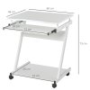 HOMCOM Movable Computer Desk with 4 Moving Wheels Sliding Keyboard Tray Home Office Workstation 
