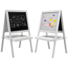 AIYAPLAY Kids Easel, Art Easel with Double Sided Whiteboard, Chalkboard, Storage, 2 in 1 Standing Easel for Toddlers 18-48 Months, White