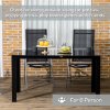 Outsunny Outdoor Dining Table for 6, Aluminium Rectangular Garden Table with Tempered Glass Tabletop for Yard, Deck, Patio, 150 x 90 x 74 cm, Black