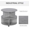 HOMCOM Round Coffee Table, Movable Centre Table with Divided Shelves and Rolling Wheels, 3 Tier Living Room Table