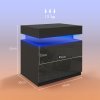HOMCOM High Gloss Front Bedside Table, Nightstand with RGB LED Light and 2 Drawers, Chest of Drawers for Bedroom, Living Room, Black