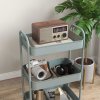 HOMCOM 3-tier Storage Trolley on Wheels, Metal Storage Cart, Rolling Ultility Cart with 3 Mesh Baskets for Living Room, Kitchen, Light Blue