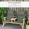 Outsunny Set of 2 Garden Chair Cushion Seat, 120L x 50W x 9D cm High Back Dining Chair Padded Patio Chair with Pillow for Indoor and Outdoor Use, Dark Grey
