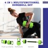 SPORTNOW 4-in-1 Adjustable Weight Dumbbells Set, Used as Barbell, Kettlebell, Push up Stand, Free Weights Set for Men and Women Home Gym Training, 40KG, Green