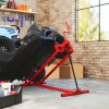 HOMCOM Folding Ride On Lawn Mower Jack Lift, 400 kg Adjustable Steel Lifting Device, Telescopic Maintenance Jack Lifter for Lawnmowers, ATVs, Red