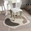 ZONEKIZ Dressing Table with Mirror and Stool, Kids Vanity Table with Drawer, Storage Boxes, Beauty Flower Design Girls Dressing Table for Ages 3-6 Years - White