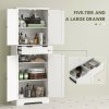 HOMCOM Tall Bathroom Cabinet, Freestanding Storage Cupboard, Bathroom Storage Cabinet with Drawer, Adjustable Shelf and Doors, 60 x 30 x 160 cm, White