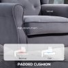 HOMCOM Retro Accent Chair, Velvet Wingback Armchair with Wood Frame Button Tufted Design for Living Room Bedroom, Charcoal Grey