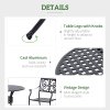 Outsunny 85cm Round Garden Dining Table with 46.5mm Dia. Umbrella Hole, Cast Aluminium Outdoor Dining Table, Grid Motif Outdoor Table for Garden, Patio, Porch, Black